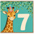 na 7th Birthday Card, Cute Giraffe Party Card