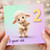 2nd Birthday Card, for 2 Year Old Cute Lamb Holding Teddy Bear