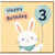 3rd Birthday Card, Cute Bunny Balloon Happy Birthday Card