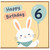 6th Birthday Card, Cute Rabbit Balloon Design
