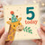 5th Birthday Card, - Cute Giraffe 5 Today Design