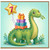 7th Birthday Card, Cute Dinosaur with Presents