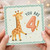 4th Birthday Card, Cute Giraffe Balloon Card