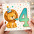 4th Birthday Card, Cute Lion Party Card
