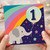 1st Birthday Card, Cute Elephant Rainbow Balloon Design