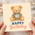 7th Birthday Card, Cute Teddy Bear Happy Birthday Card