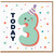 3rd Birthday Card, Today Cute Party Hat Number 3 Card