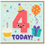 4th Birthday Card, Cute Number 4 Party Card