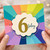 6th Birthday Card, Rainbow Sunburst Celebration Card
