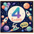 4th Birthday Card, Space Theme Birthday Card, Cute Rocket and Astronaut Card