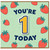 1st Birthday Card, You're 1 Today Strawberry Design