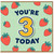 3rd Birthday Card, You're 3 Today Strawberry Design