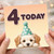 4th Birthday Card, Cute Puppy 4 Today
