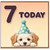 7th Birthday Card, Cute Puppy Party Hat Today Birthday Card