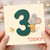 3rd Birthday Card, Cute Mouse and Dragonfly Design
