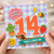 14th Birthday Card, Cute Cartoon Animals and Happy Birthday Design
