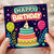 4th Birthday Card, Happy Birthday Card for Age 4, Colourful Cake and Balloon Design