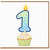 1st Birthday Card, Number 1 Candle Cupcake Design