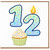 12th Birthday Card, Cute Cupcake Candle Design, Colourful Kids Birthday Card