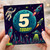 5th Birthday Card, Space Theme, Rocket, Astronaut and Moon Design