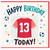 13th Birthday Card, Soccer Jersey Happy Birthday Card