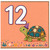 12th Birthday Card, Cute Turtle Party Card