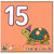 15th Birthday Card, Cute Turtle Party Design