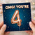 4th Birthday Card, OMG You’re 4 Balloon Design