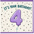 4th Birthday Card, Its Your Birthday Purple Number 4 Balloon Design
