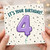 4th Birthday Card, Its Your Birthday Purple Number 4 Balloon Design