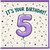 5th Birthday Card, It's Your Birthday, Purple Balloon Number 5 Design