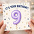 9th Birthday Card, It's Your Birthday Balloon Design