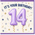 14th Birthday Card, It’s Your Birthday, Purple Balloon Number 14 Card