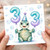 3rd Birthday Card, Cute Turtle with Balloons