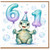 6th Birthday Card, Cute Turtle Party Design