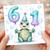 6th Birthday Card, Cute Turtle Party Design