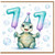 7th Birthday Card, Cute Baby Turtle with Number 1 Balloons