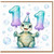 11th Birthday Card, Cute Turtle with Number 11 Balloons
