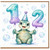 12th Birthday Card, Cute Turtle with Balloons and Party Hat