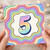 5th Birthday Card, Colourful Rainbow Retro Number 5 Card