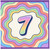 7th Birthday Card, Rainbow Pastel Number 7 Card