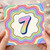 7th Birthday Card, Rainbow Pastel Number 7 Card