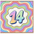 14th Birthday Card, Colourful Rainbow Number 14 Card