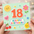 18th Birthday Card, Cute Happy Birthday Age 18 Card