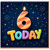 6th Birthday Card, Colourful Today Candle Birthday Card