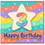 3rd Birthday Card, Colourful Star and Rainbow Happy Birthday Card