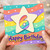 6th Birthday Card, Rainbow Star Happy Birthday Card