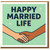 Happy Married Life Wedding Congratulations Card for Newlyweds - Holding Hands Illustration - Gender-Neutral Couple Greeting Card