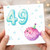 49th Birthday Card, Cute Pink Puffer Fish Party Design