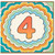4th Birthday Card, Colourful Rainbow Number 4 Card